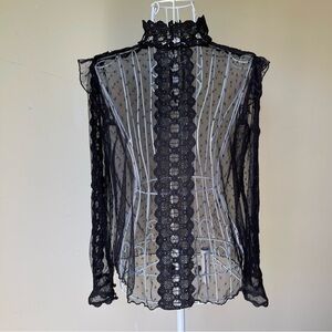 Notebuk lace black mesh long sleeve blouse